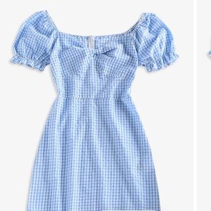 Zaful Twist Front Blue and White Checkered Mini Dress